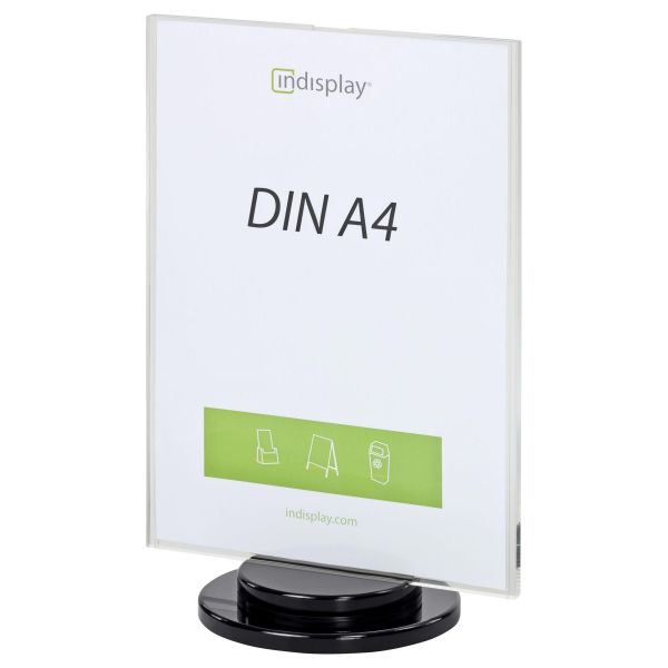 Drehbarer Tischaufsteller »INSPIN« AD1-A4 aus Acrylglas schwarz/glasklar