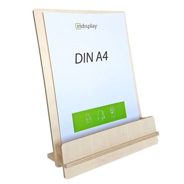 Zerlegbarer Tischprospekthalter »WUDI« aus Birkenholz für DIN A4 oder 2x DIN lang, mit Flyer