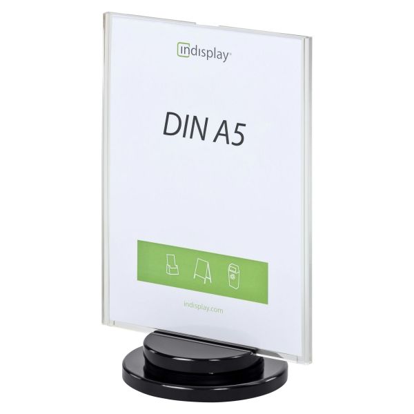Drehbarer Tischaufsteller »INSPIN« AD1-A5 aus Acrylglas schwarz/glasklar
